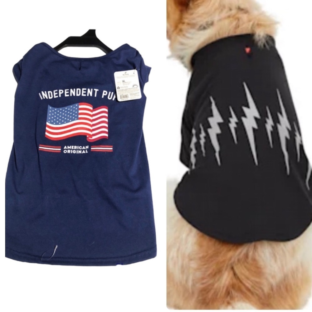 Bundle 2 NWT reflective bolt & patriotic dog t-shirts XL
